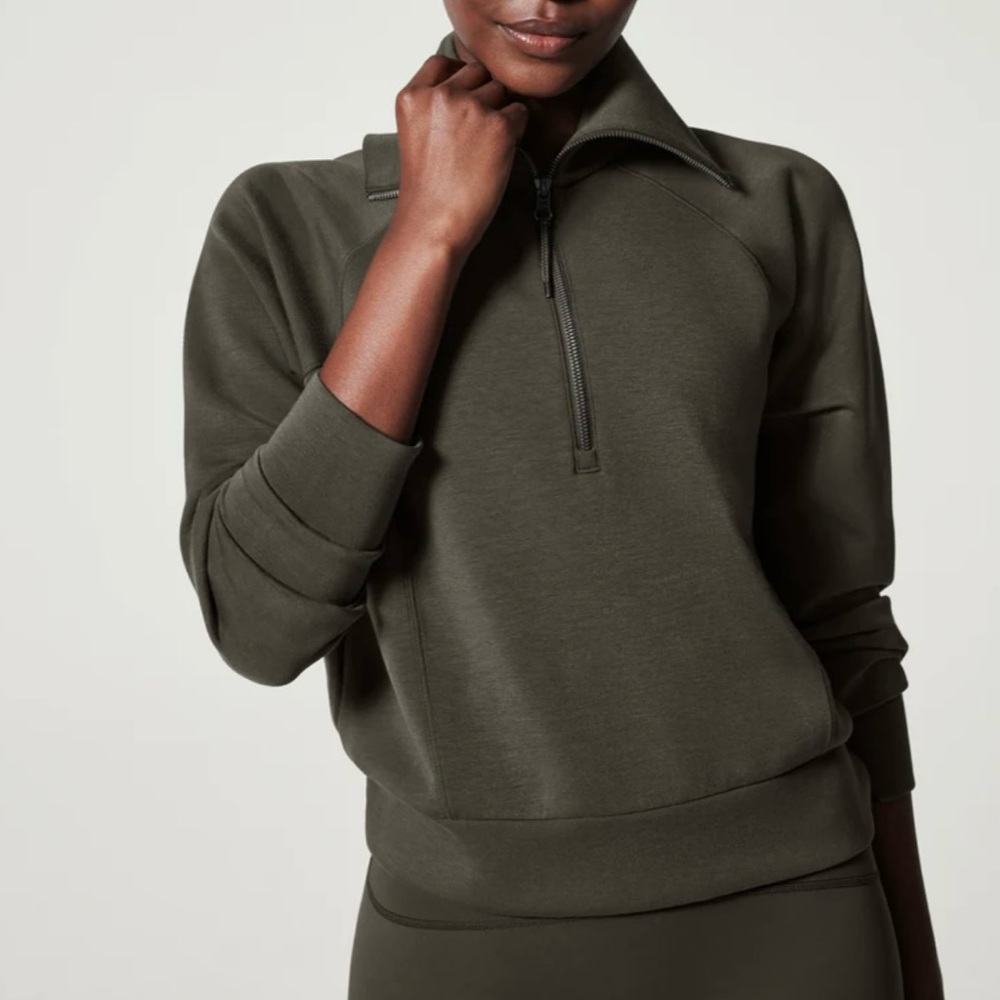 Spanx AirEssentials Lightweight Soft Half Zip Long Sleeve Top M New